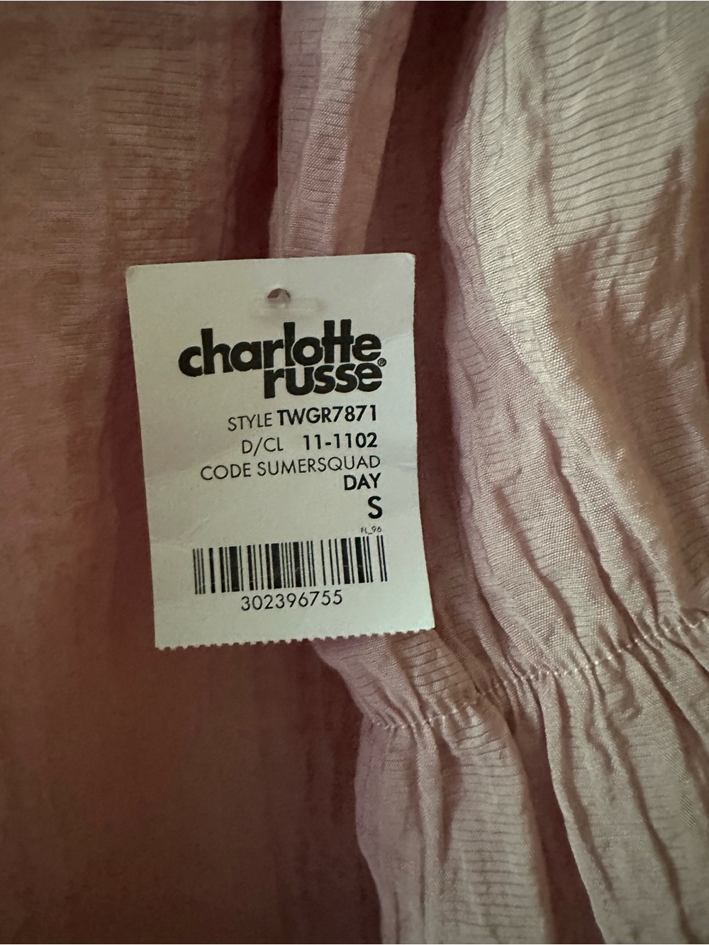 Charlotte Russe Blush Pink Textured Peasant Top